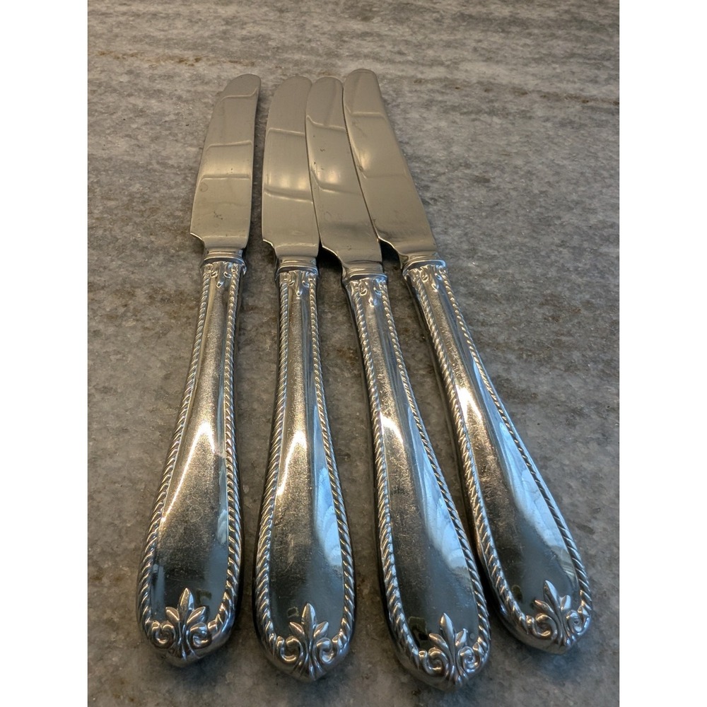 4 Lenox TUDOR BEAD Stainless 18/10 Glossy Rope Edge Knives Set
